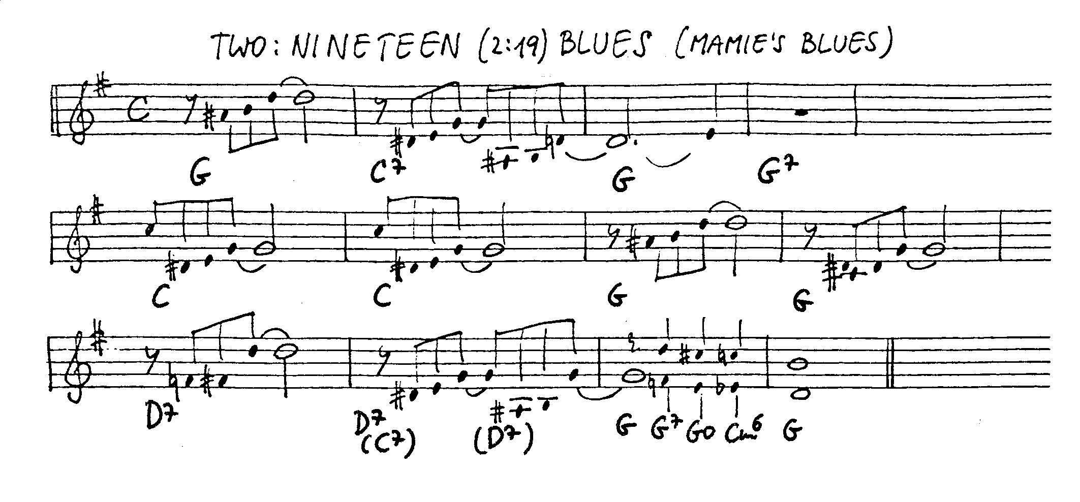 two nineteen blues leadsheet – book us for your next 20s or gatsby event